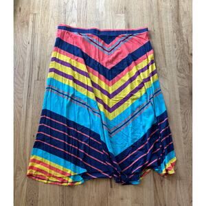Women’s Lane Bryant Multicolor Striped Vibrant Asymmetrical Pull On Skirt 22 24